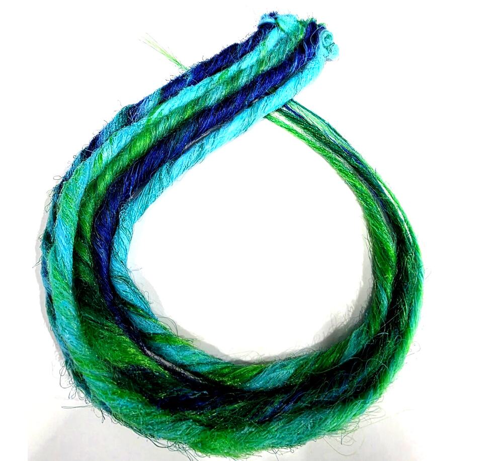 Clip in Synthetic Dreads Dreadlocks Hair Extensions Blue Green Blends Swirls